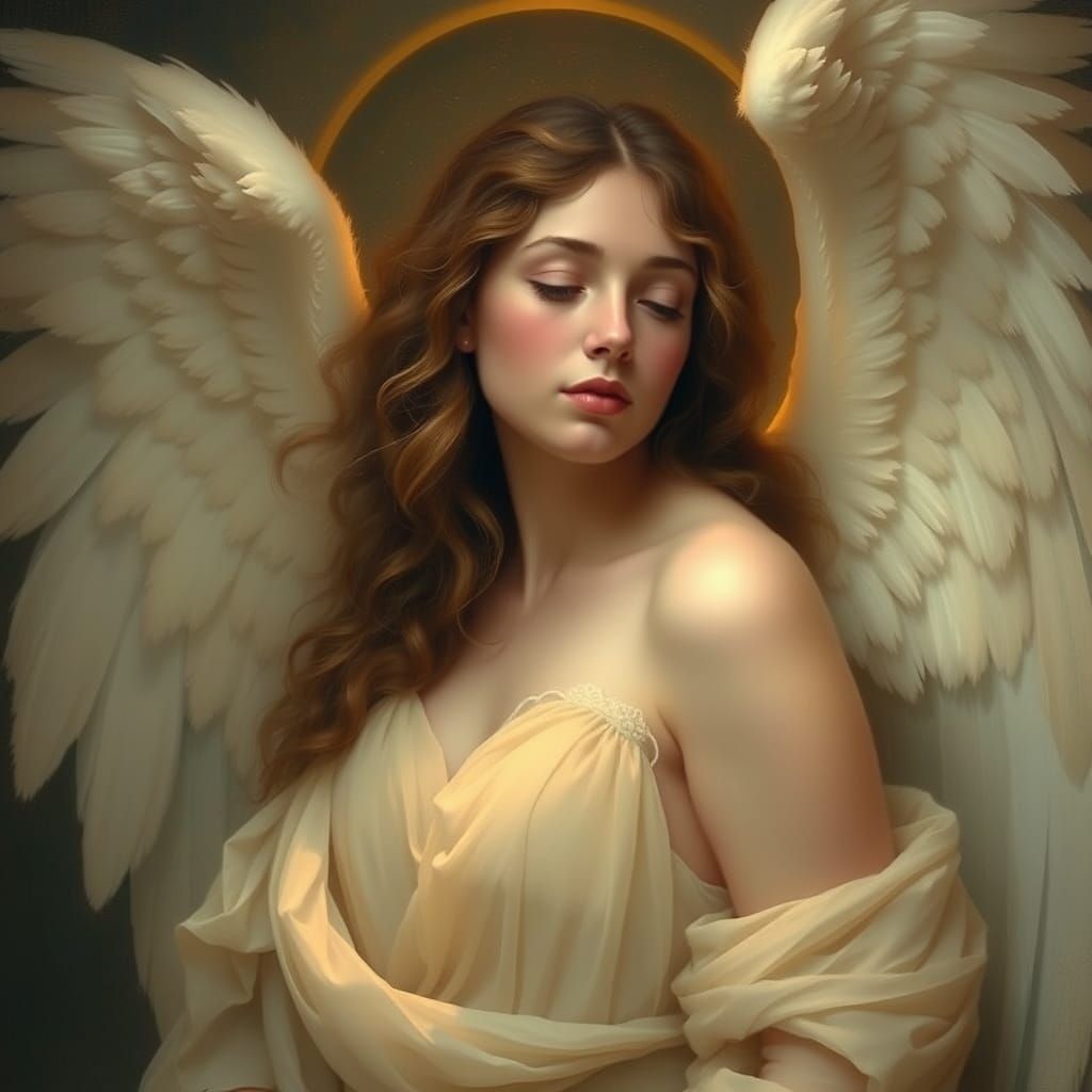 Ethereal Angel in Dreamy, Golden Lighting