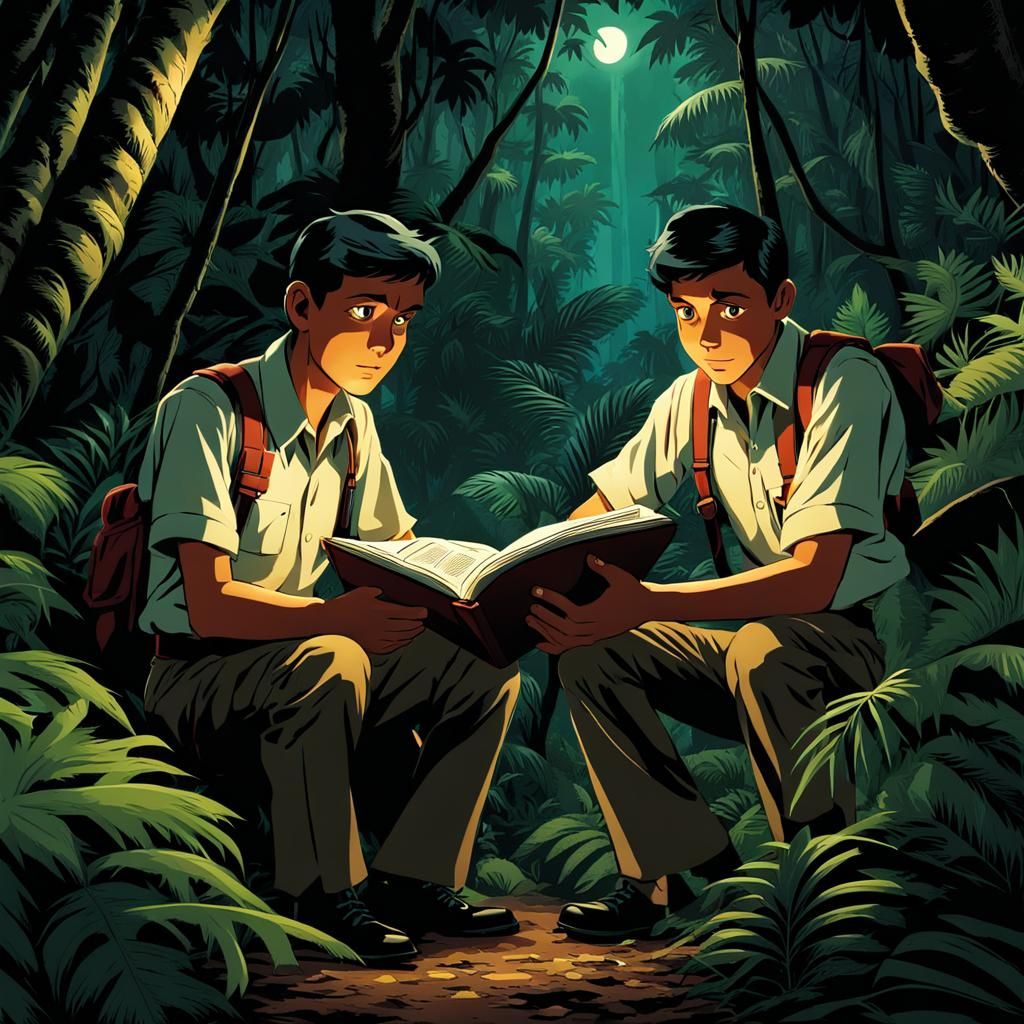 Schoolboys' Jungle Discovery in the Dark