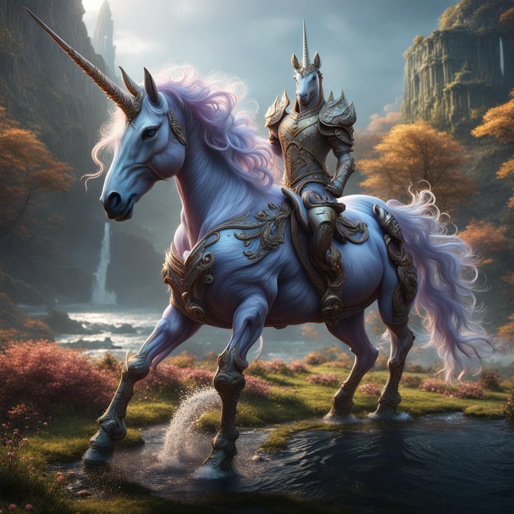 Fantastical Unicorn Matte Painting in Deep Color