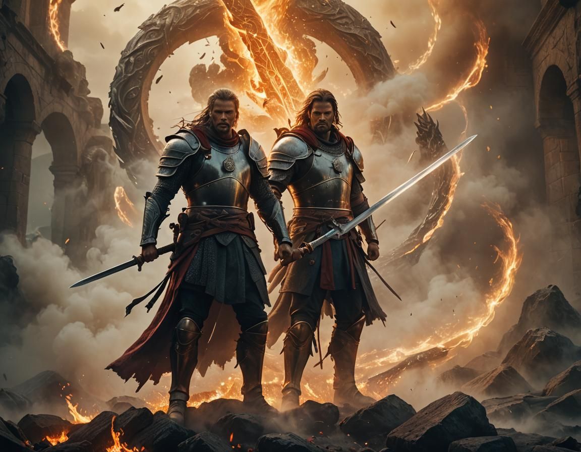 Surreal Fantasy Warrior in a Fiery Vortex, Shot in 4K with C...