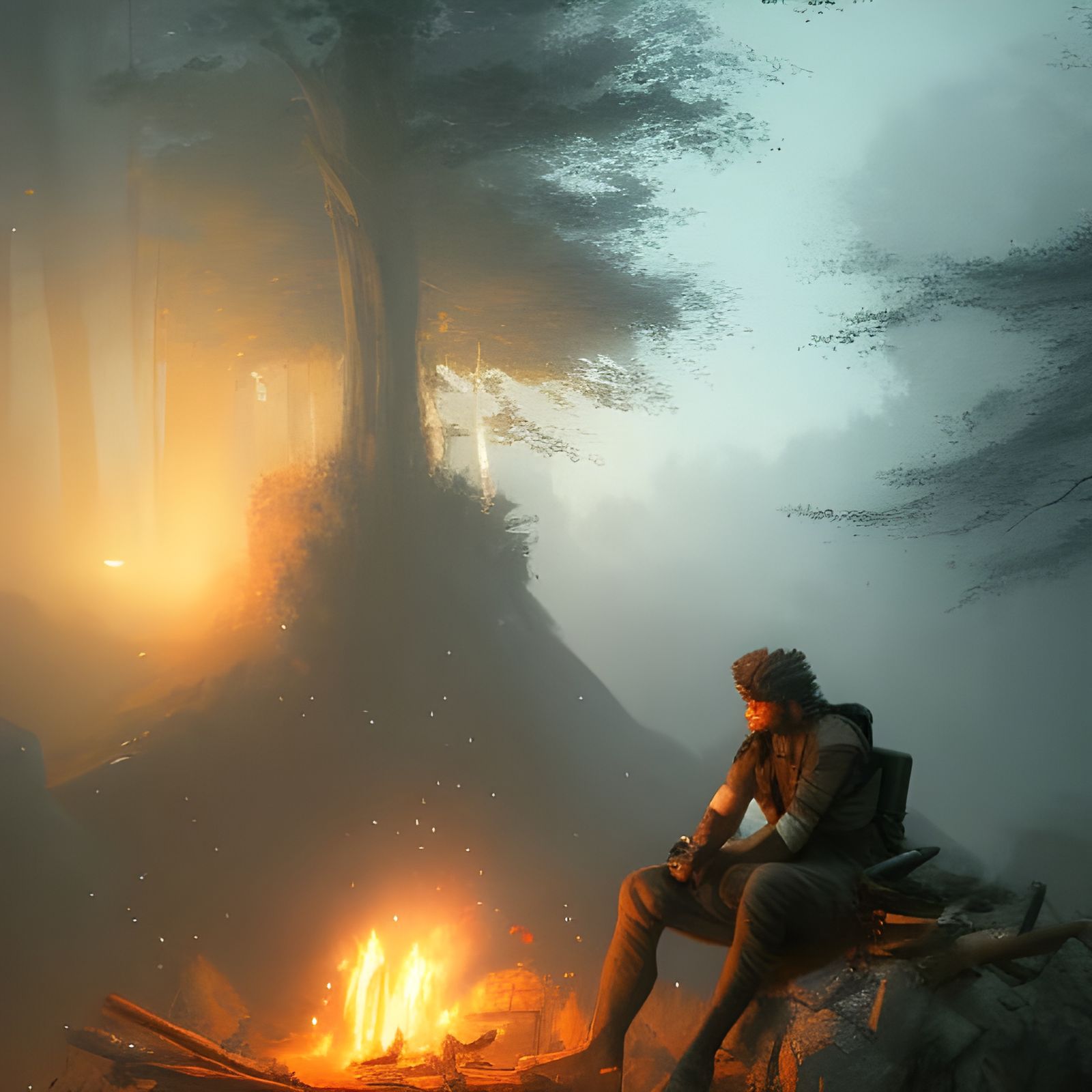 Dark Fantasy Bonfire Scene in Unreal Engine