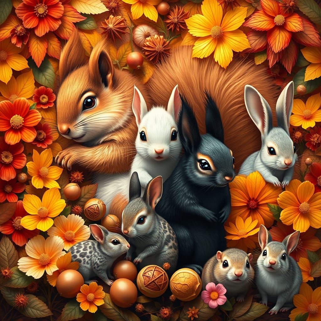 Whimsical Forest Scene in Warm Hues