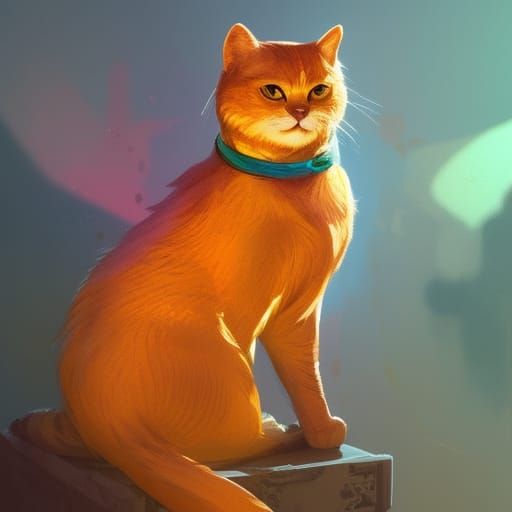 Hyperdetailed Gold Cat Concept Art in 8K