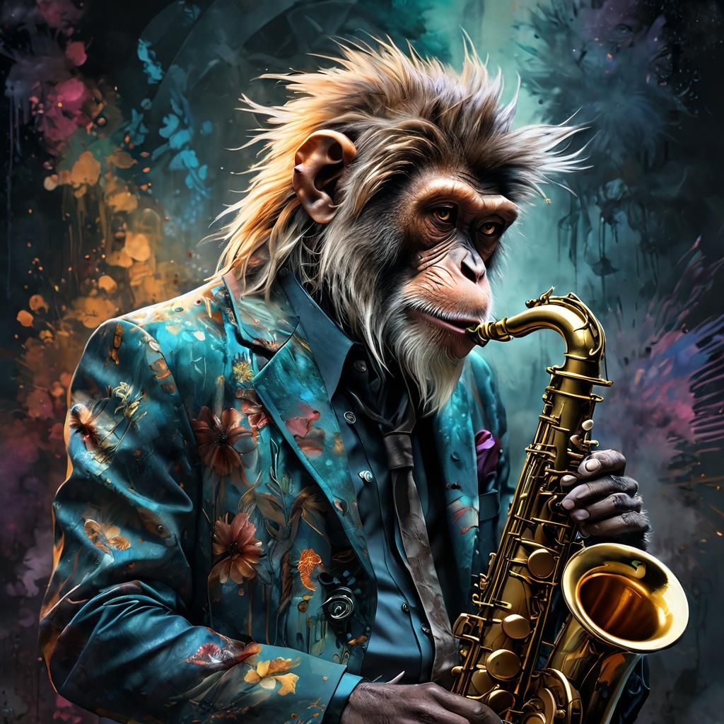 Monkey jazz musician