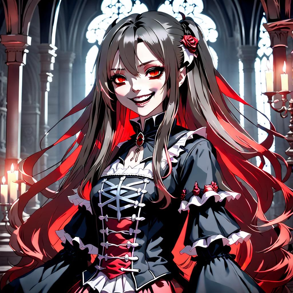 Gothic Vampire Woman in Detailed 3D Anime Style