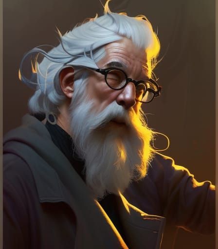 Wizard Portrait with Magic Power, Hyperdetailed Digital Art