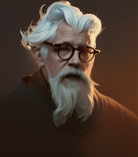 Wizard Portrait with Magic Power, Hyperdetailed Art
