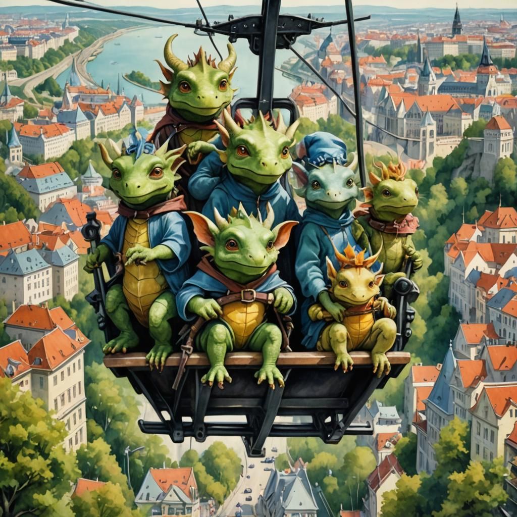 A dragon family world tour, 35.   the Budapest chairlift , H...