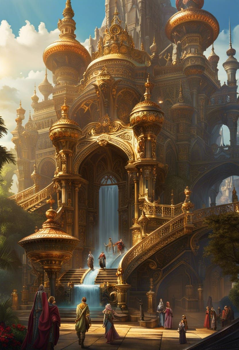 King Arthur and Knights at Watermill: Fantasy Art