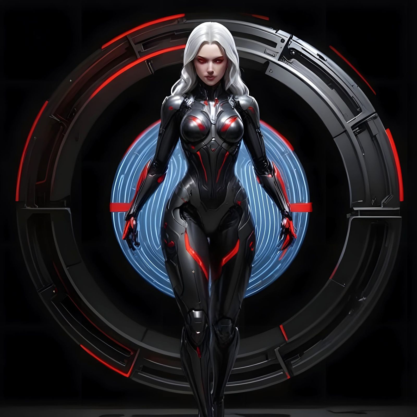 Silver Marvel Female Robot Jocasta with Dynamic Red Lights