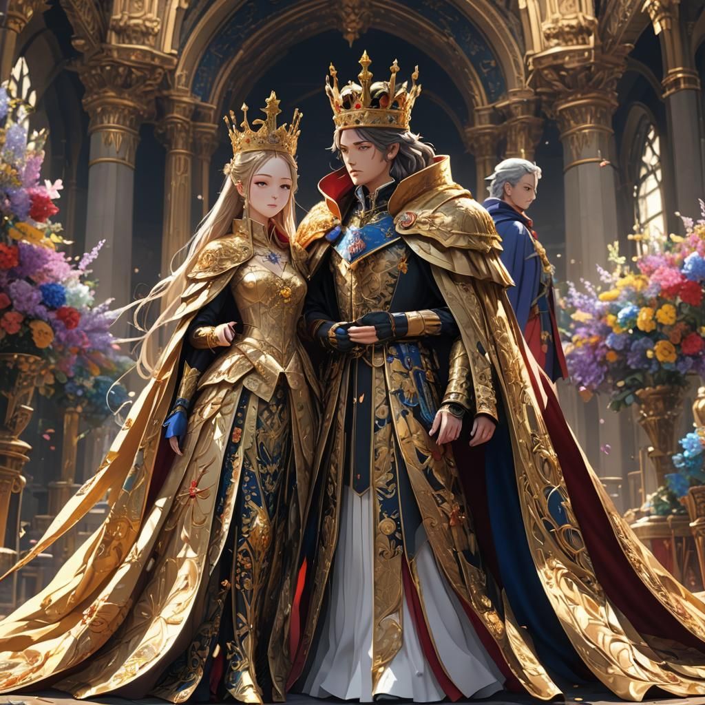 Anime King and Queen in Mystical Forest