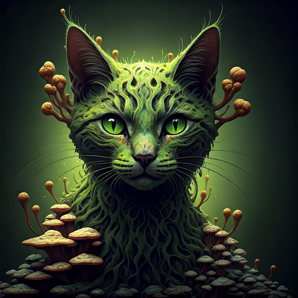 Fungal Cat: A Mold Art Creation