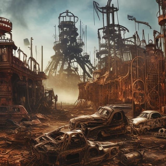 Destroyed Theme Park in Cinematic Digital Painting