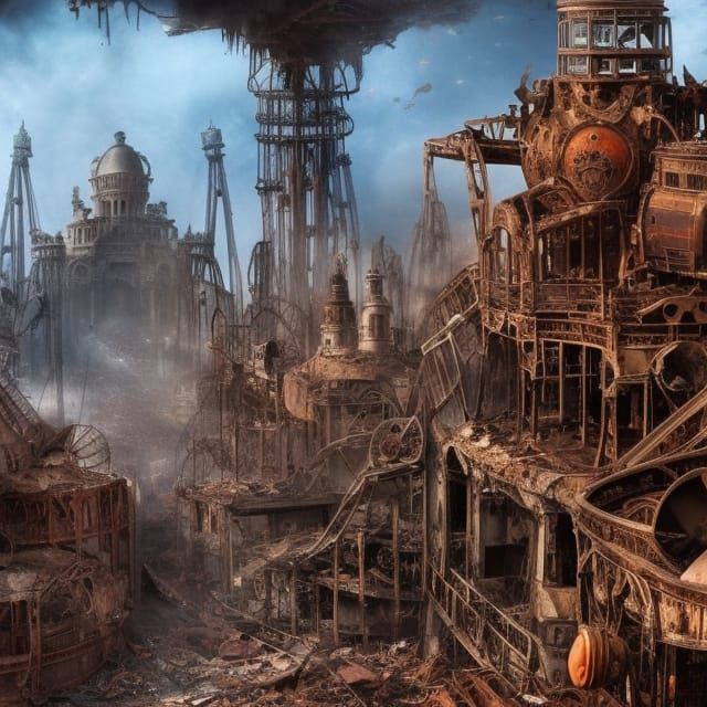 Destroyed Theme Park in Cinematic Digital Painting