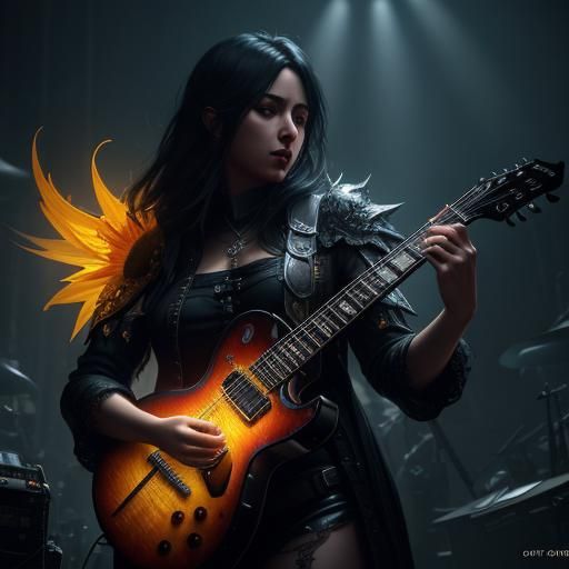 Sunflower Guitarist: Dark Fantasy Concept Art
