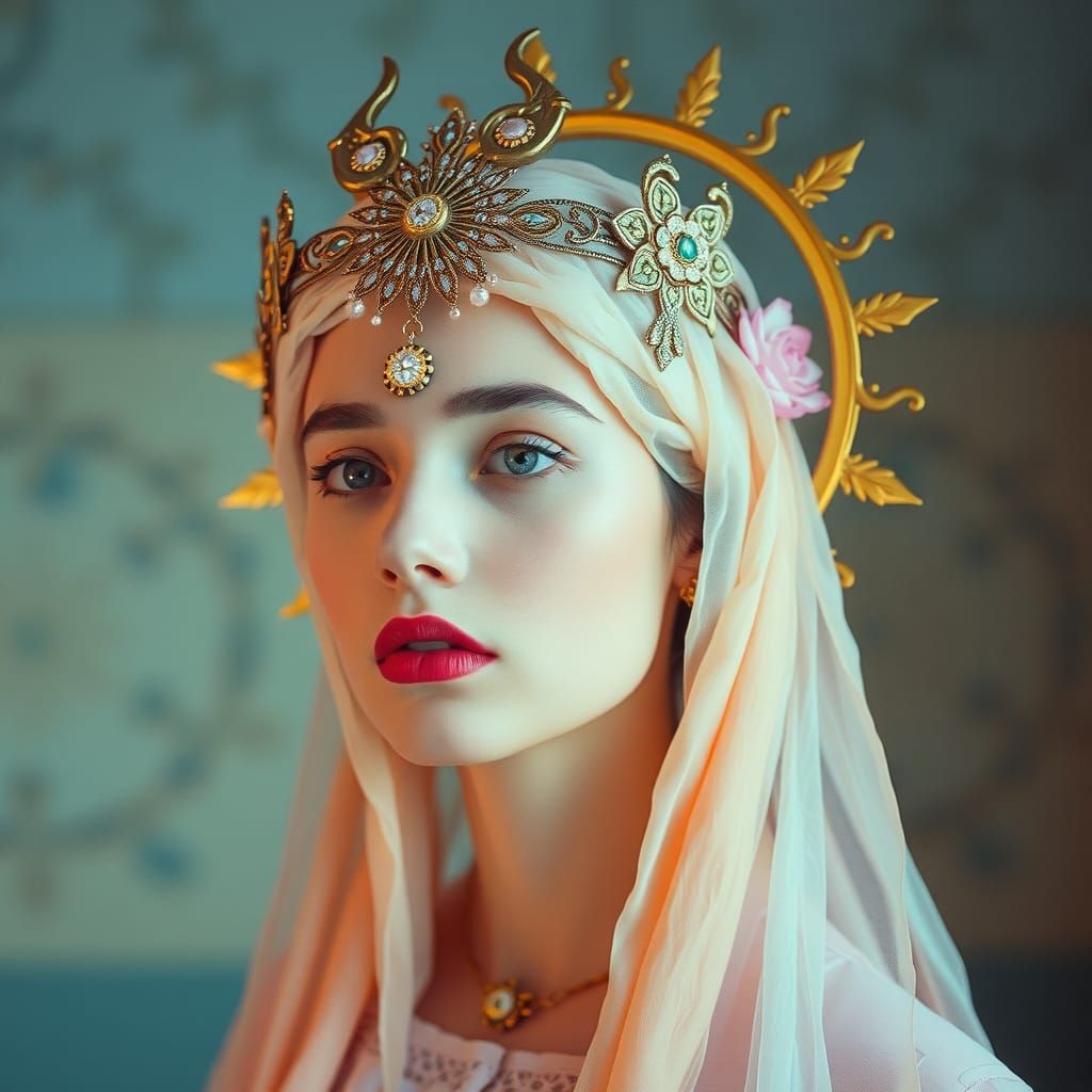 Elemental Queen Portrait in Kalighat Style