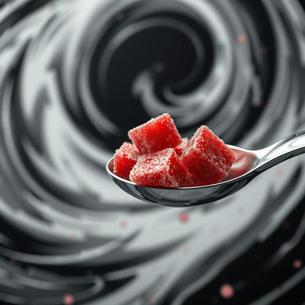 Red Sugar Cubes in Sci-Fi Style