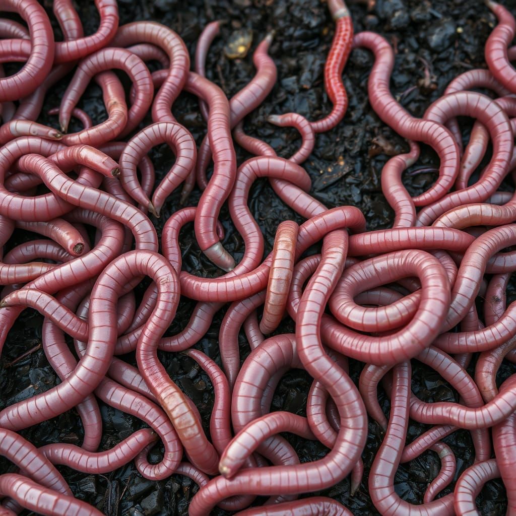 Hyper-Realistic Earthworms in Nocturnal Landscape