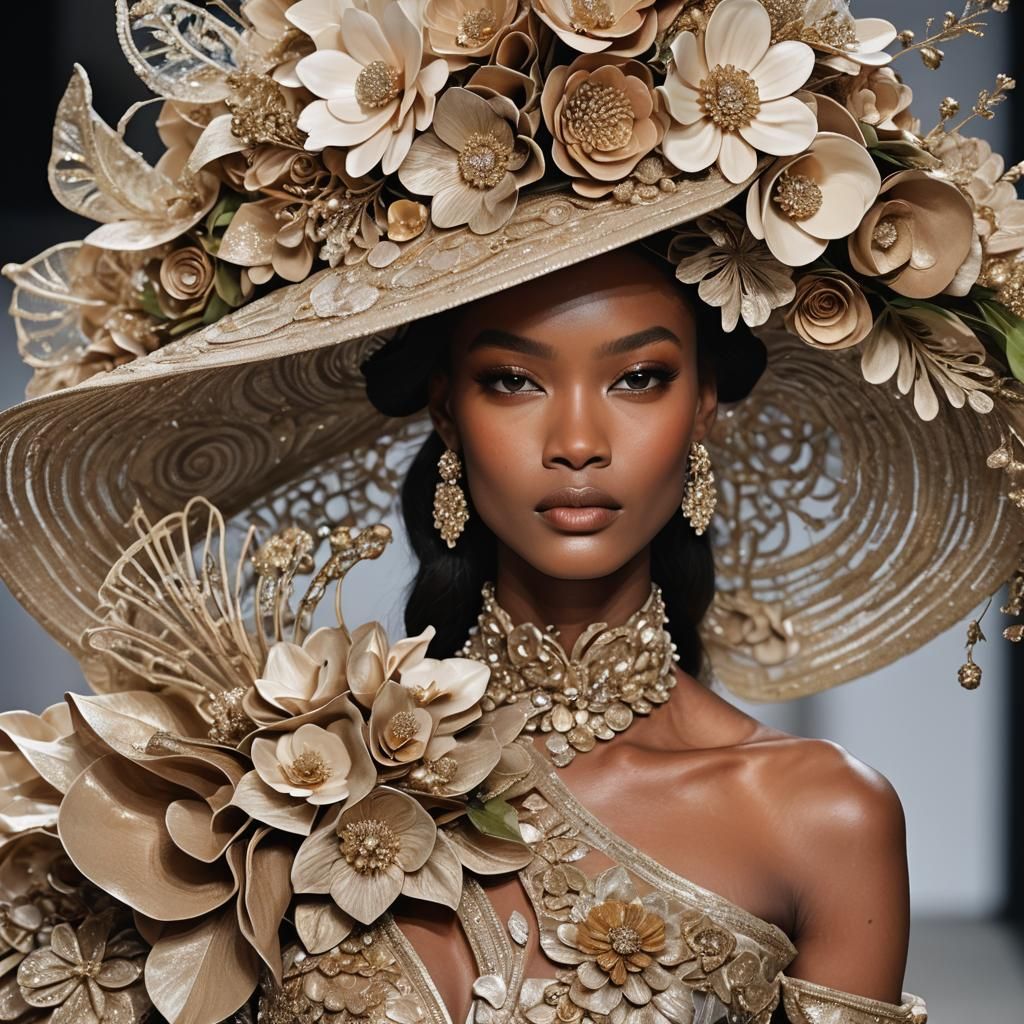 Runway Supermodel in Sculptural Fashion Hat