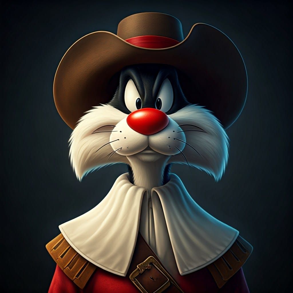 Sylvester as a Dashing Musketeer in High-Contrast HDR