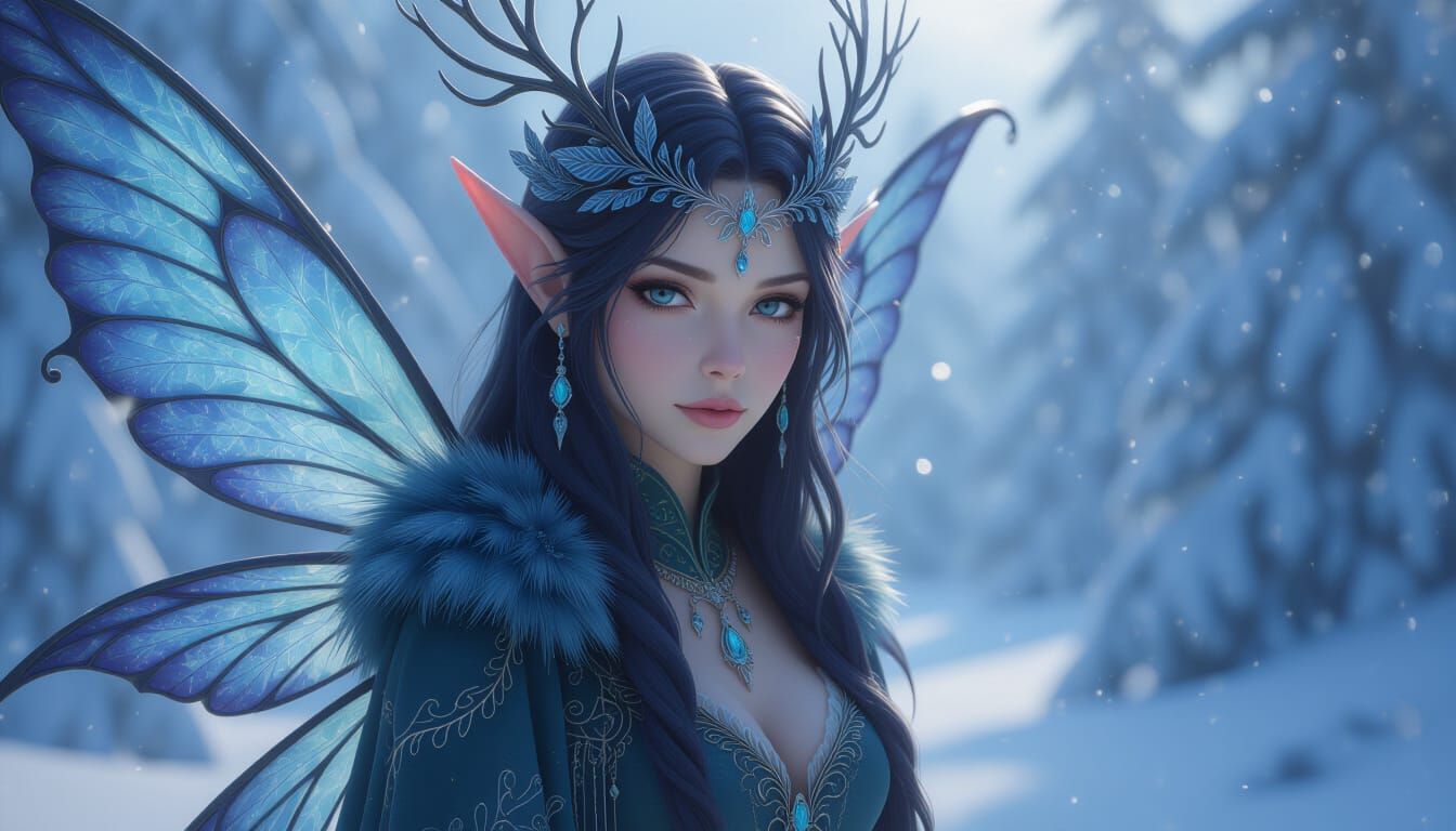 Exquisite Winter Fairy in Deep Colors