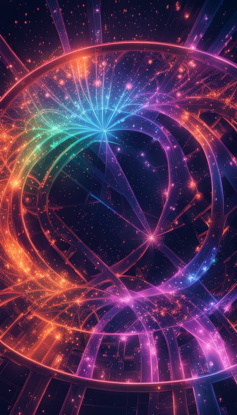 Beautiful 3D Abstract with Neon Fractal Illumination