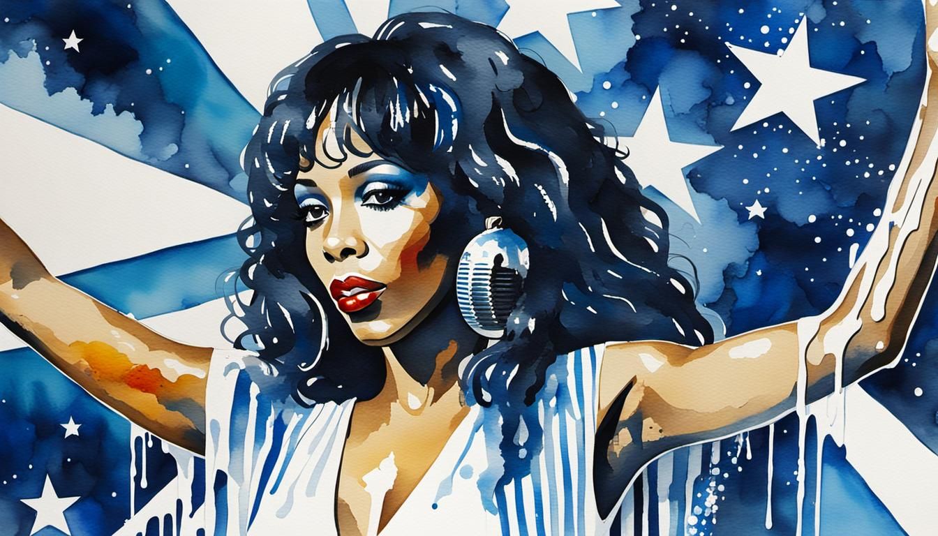 Donna Summer Pop Art Watercolor Portrait