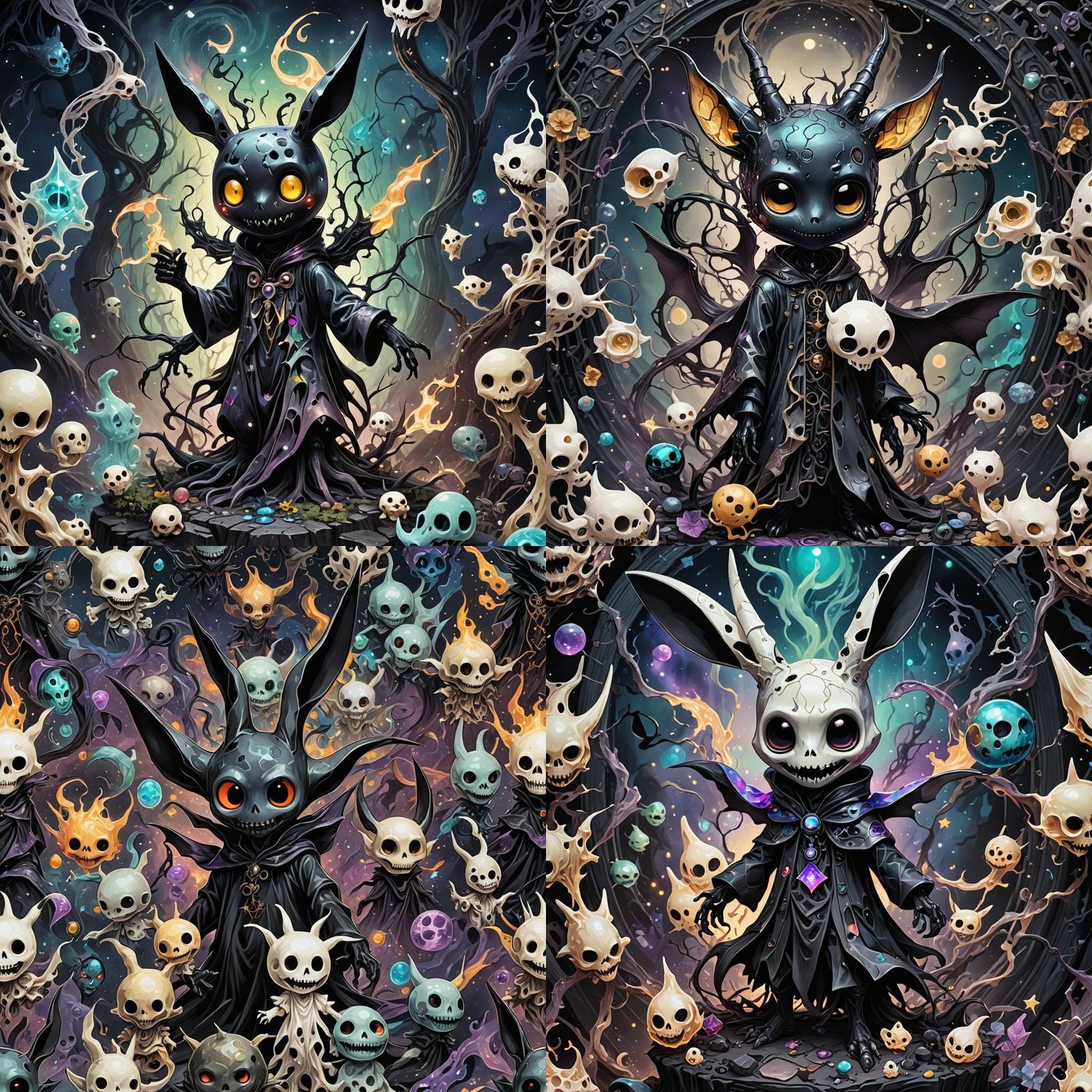 Demonic Porcelain Mimikyu: Cosmic Astral Illustration