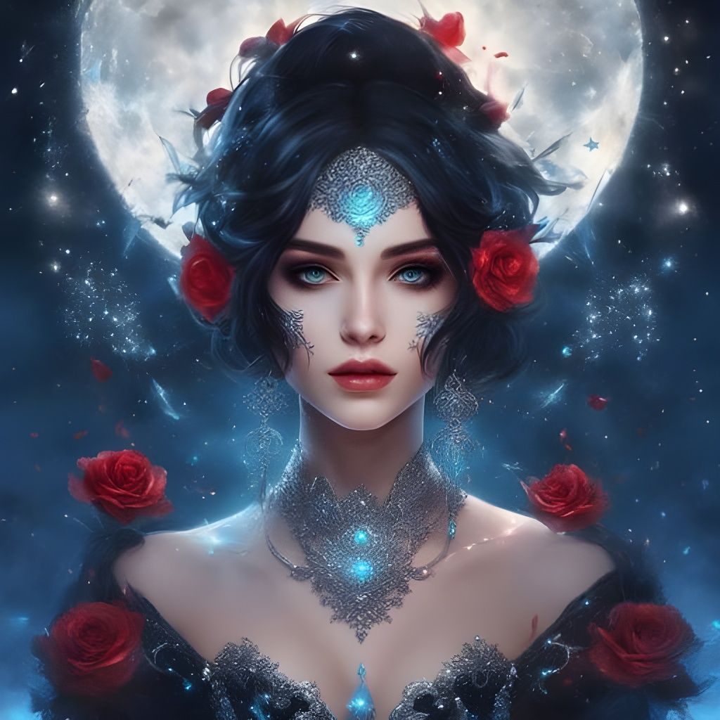 Gothic Princess with Roses and Stars