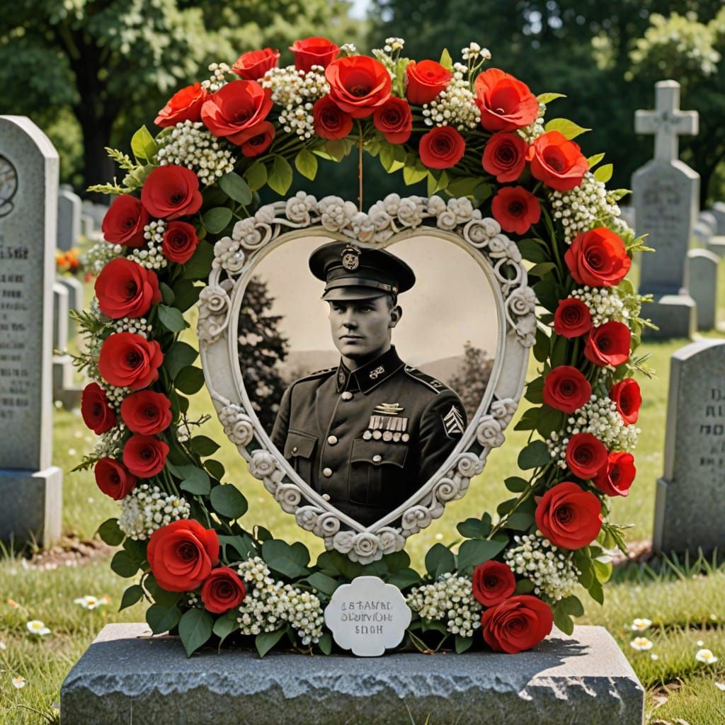 Vintage Soldier in a Floral Wreath of Love