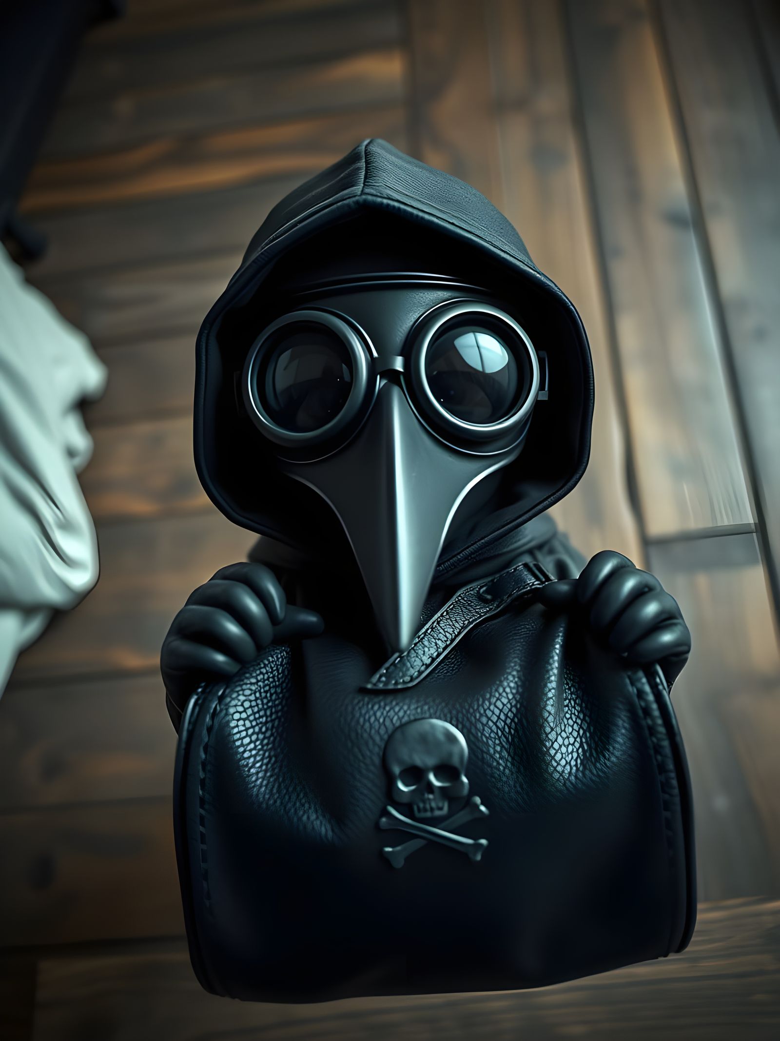 Adorable Chibi Plague Doctor with Oversized Bag