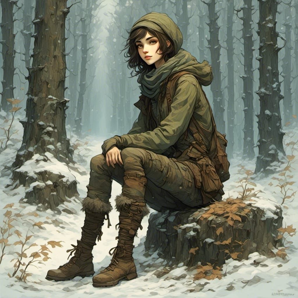 Anime Style Russian Model in Forest
