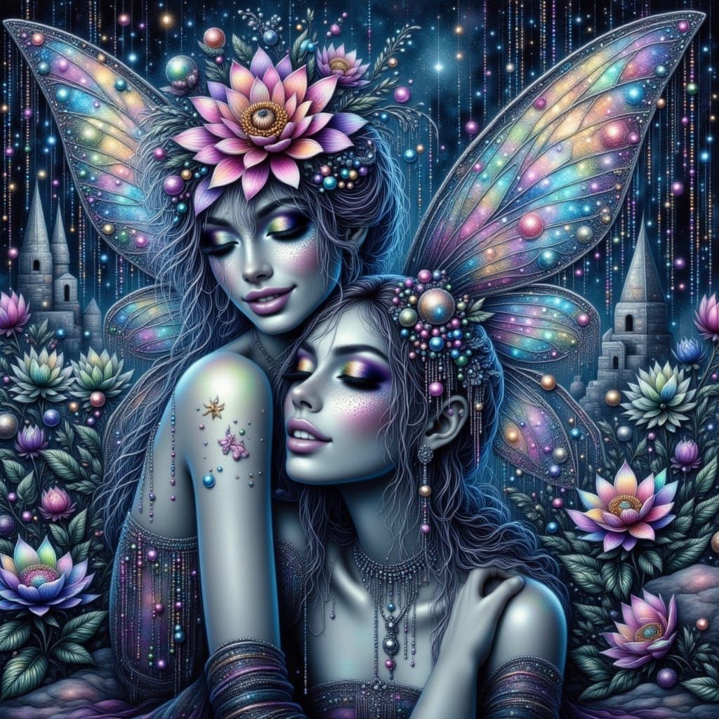 Glittering Punk Fairy with Pearl Adornments