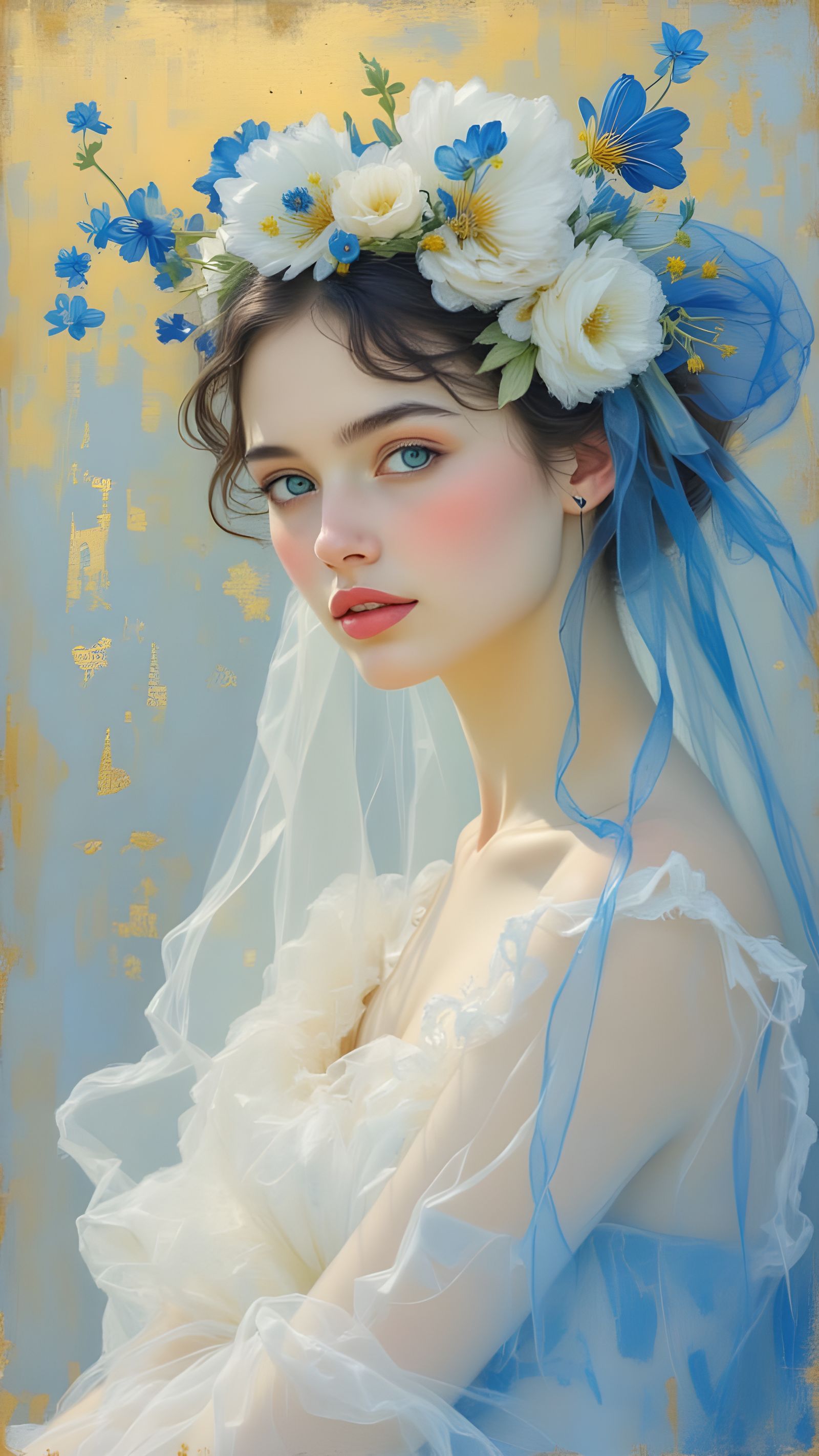 Ethereal Gold Goddess in Soft Romantic Style