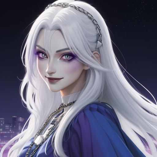 Anime Clown Avatar with Manic Grin and Glowing Eyes