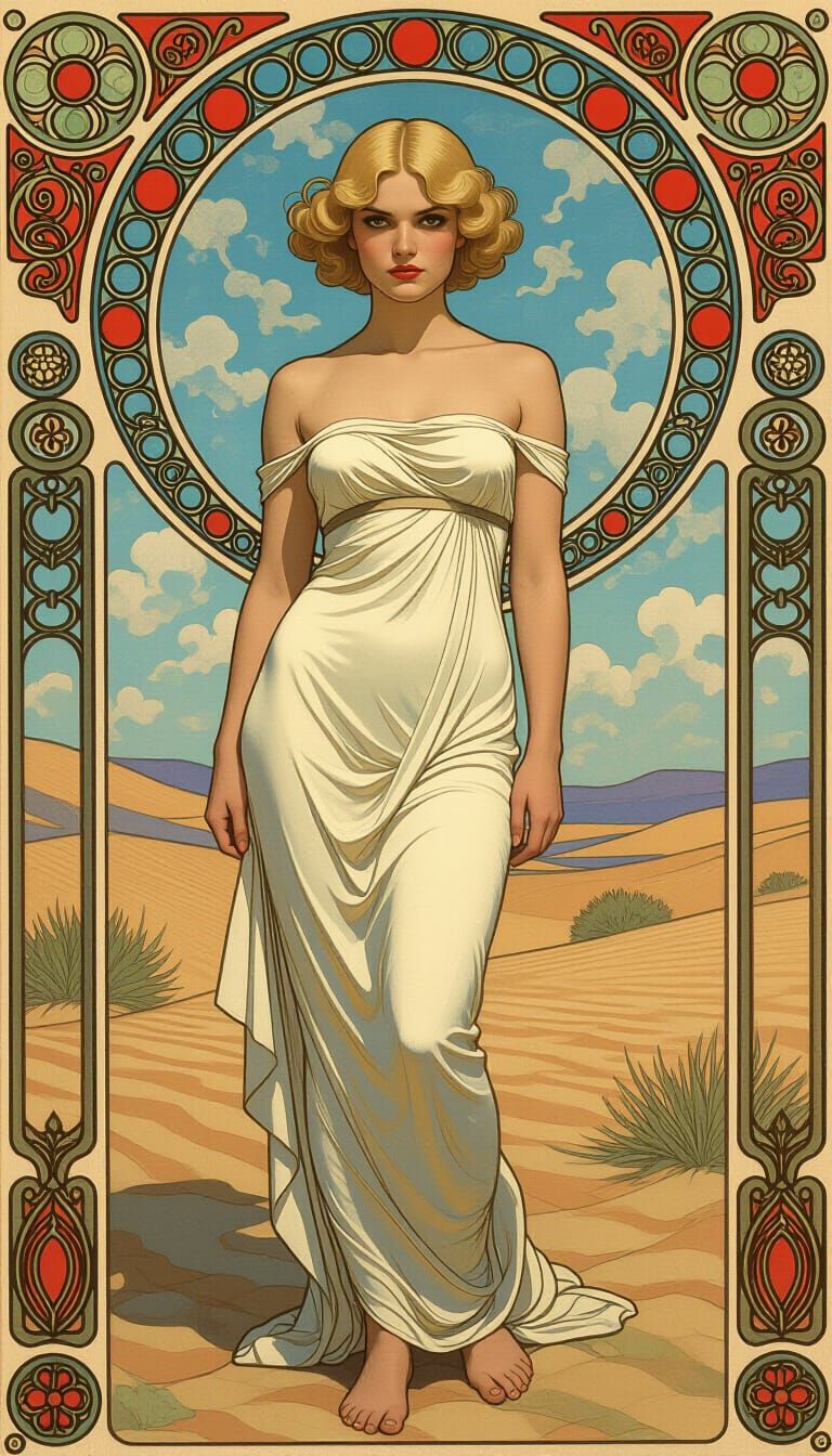 Desert Pinup in Art Nouveau Style