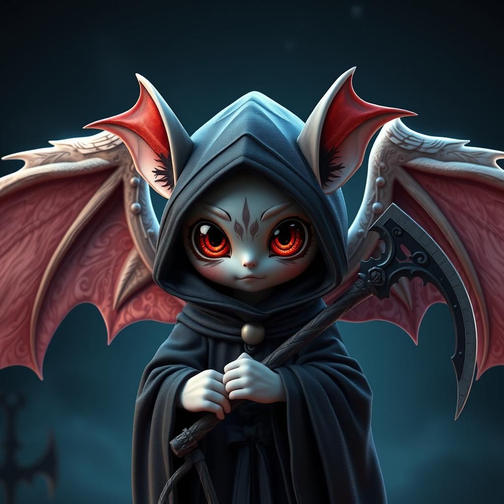 Cute Bat Angel of Death in Anime Style