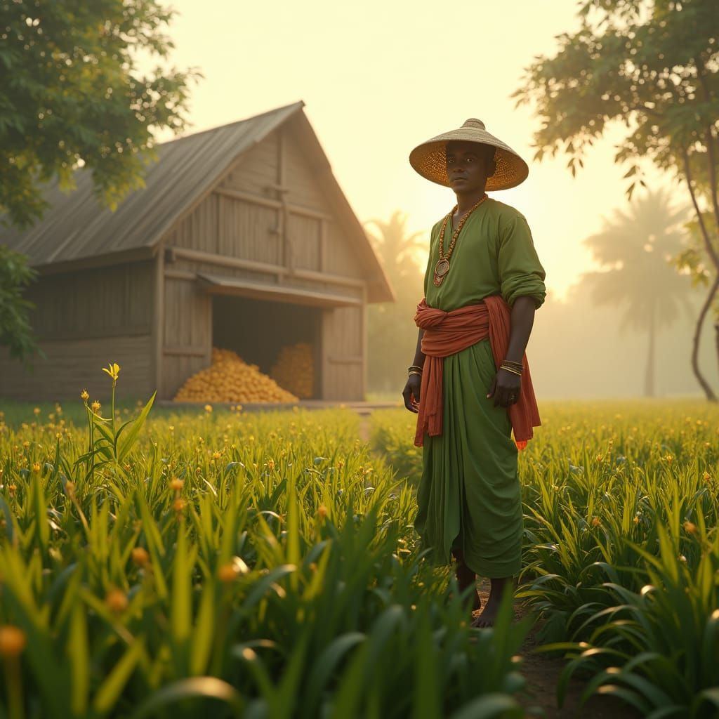 Tamil Nadu Farmer Amidst Golden Crops
