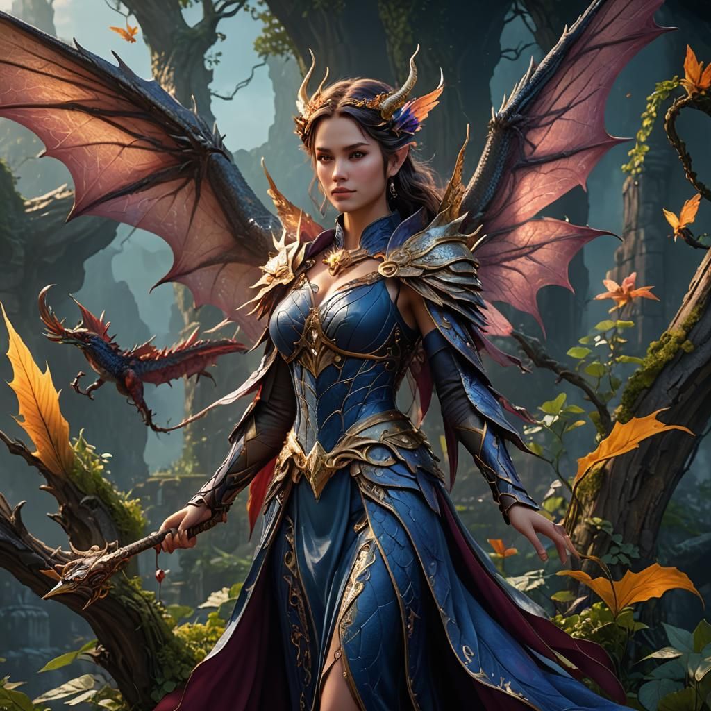 Dragon-Winged Fairy in Detailed Fantasy Art
