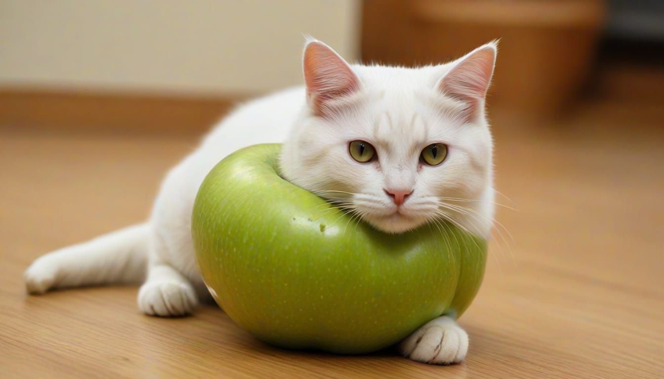 Feline Apple Sculpture