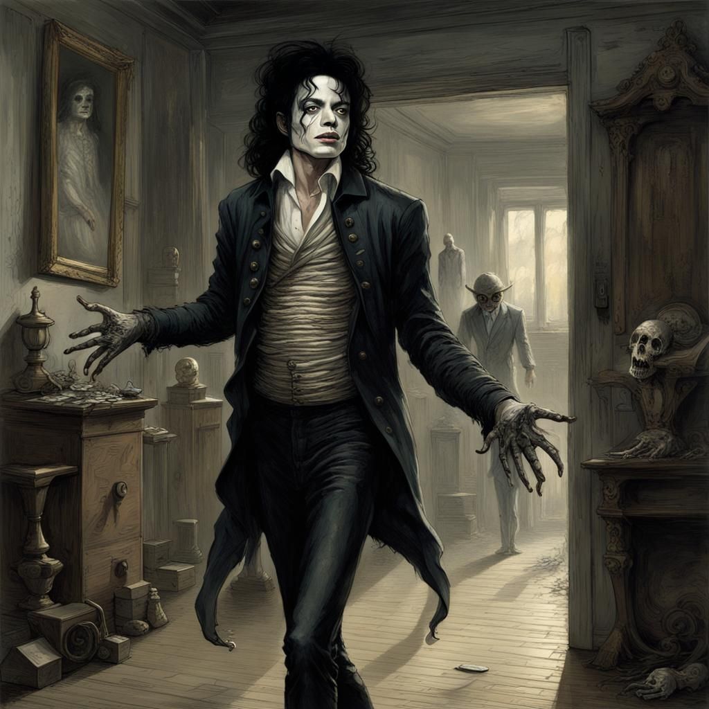 Creepy Michael Jackson Moonwalks in Haunted House