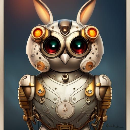 Chibi Cyborg Pet Robot Illustration