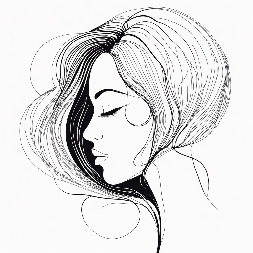 Minimalist Silhouette: Single Line Art Woman Portrait
