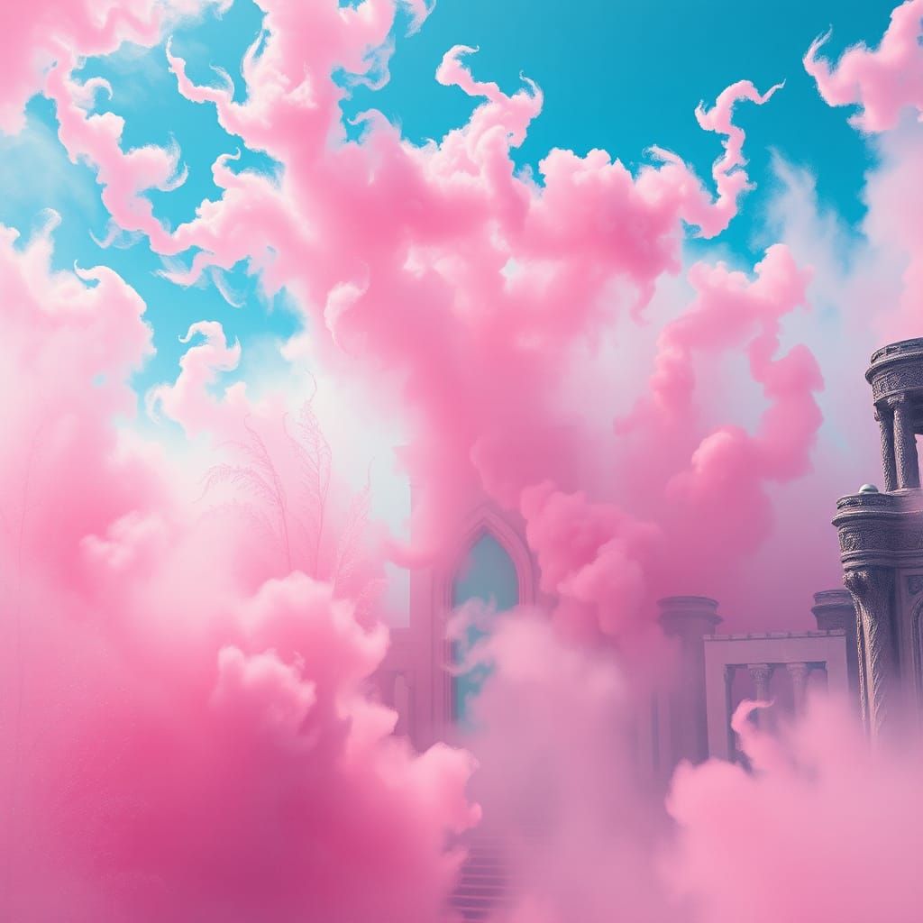 Ethereal Pink Mist Erupts in Dreamlike Realm