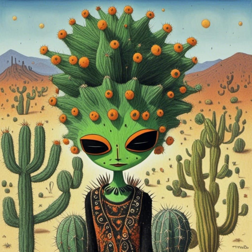 Stylized Cactus Person Character Concept Art