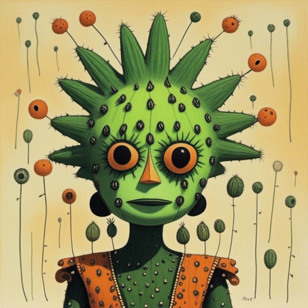 Stylized Cactus Character Illustration