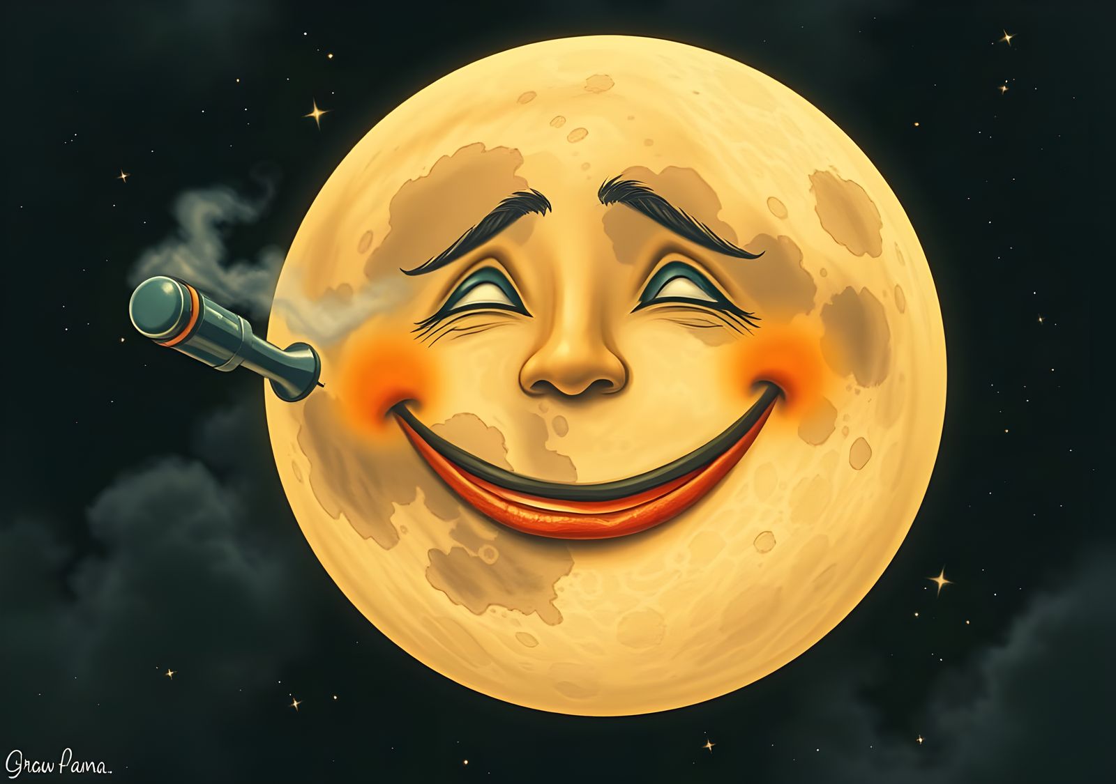 Vintage Film Still: Anthropomorphic Moon Launches Missile