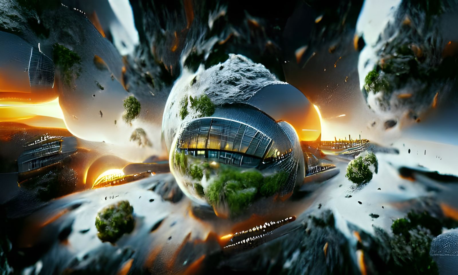 Earth Exploding: Detailed Sci-Fi Matte Painting