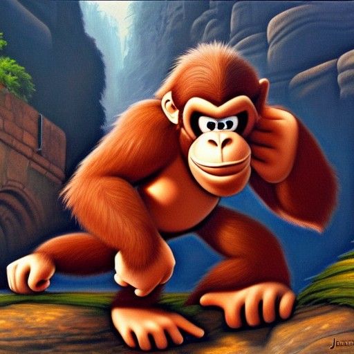 Donkey Kong Oil Painting in Gurney Style