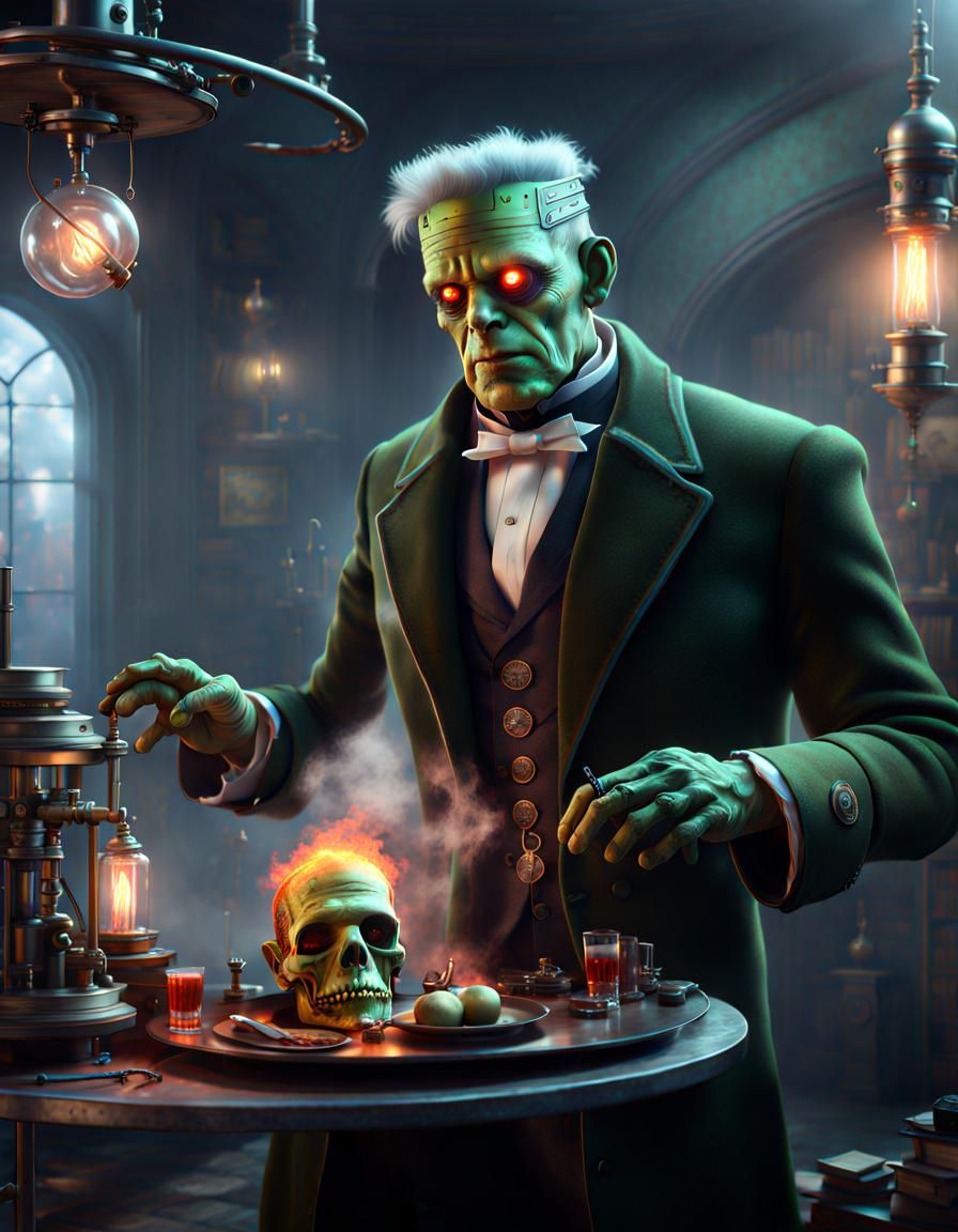 Cyborg Butler Frankenstein in Smoky Space